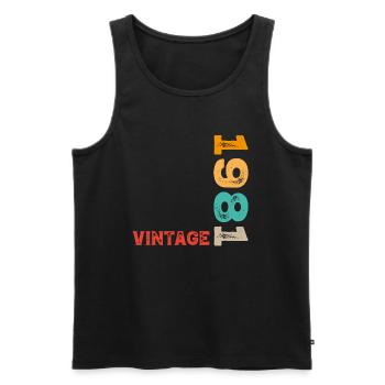 Vintage 1981 - Männer Premium Bio Tank Top - Schwarz - Vorne - Michal (187cm)