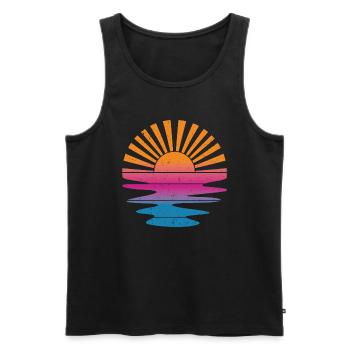 Coucher de soleil d’été vintage - Débardeur bio Premium Homme - noir - Devant - Michal (187cm)