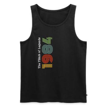 1984 Vintage - Männer Premium Bio Tank Top - Schwarz - Vorne - Michal (187cm)