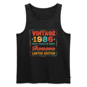 1986 Vintage - Men's Premium Organic Tank Top - black - Front - AI Model Male 178 light (178cm)
