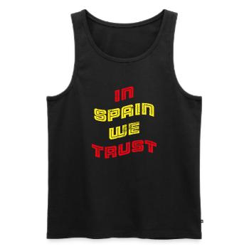In Spain we trust - Männer Premium Bio Tank Top - Schwarz - Vorne - AI Model Male 178 light (178cm)