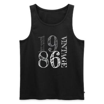 1986 Vintage - Men's Premium Organic Tank Top - black - Front - AI Model Male 178 light (178cm)