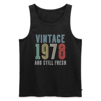Millésime 1978 - Débardeur bio Premium Homme - noir - Devant - AI Model Male 178 light (178cm)