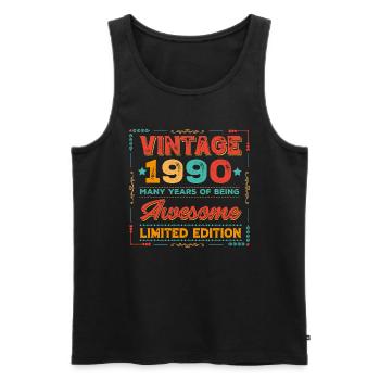 1990 Vintage - Männer Premium Bio Tank Top - Schwarz - Vorne - Michal (187cm)