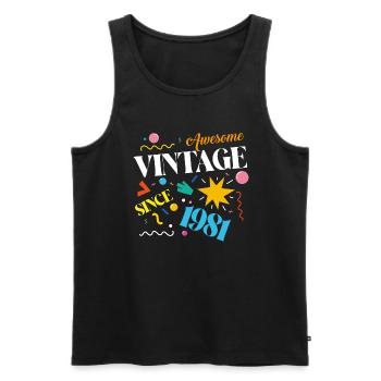 Vintage 1981 - Men's Premium Organic Tank Top - black - Front - AI Model Male 178 light (178cm)