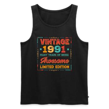 1991 Vintage - Männer Premium Bio Tank Top - Schwarz - Vorne - Michal (187cm)