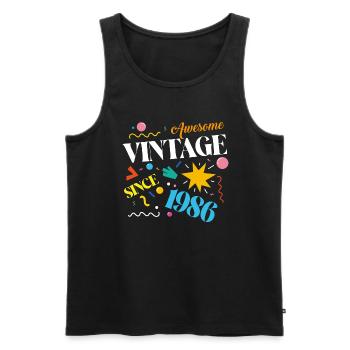1986 Vintage - Men's Premium Organic Tank Top - black - Front - AI Model Male 178 light (178cm)