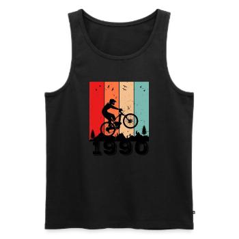 1990 Vintage - Männer Premium Bio Tank Top - Schwarz - Vorne - Michal (187cm)
