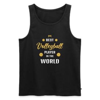 Meilleur joueur de volleyball au monde Citation Cadeau - Débardeur bio Premium Homme - noir - Devant - Michal (187cm)