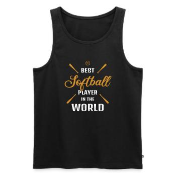 Meilleur joueur de softball au monde Cadeau de baseball - Débardeur bio Premium Homme - noir - Devant - Michal (187cm)