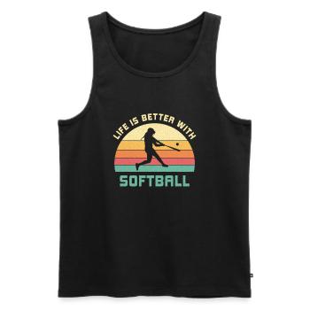 Leben ist besser mit Softball Spruch Geschenk - Männer Premium Bio Tank Top - Schwarz - Vorne - Michal (187cm)