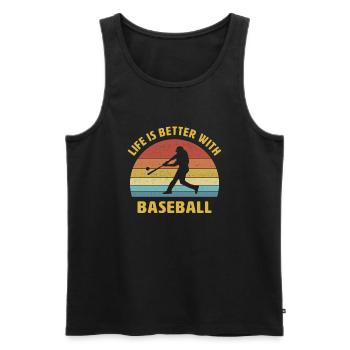 La vie est meilleure avec le baseball en disant cadeau - Débardeur bio Premium Homme - noir - Devant - Michal (187cm)
