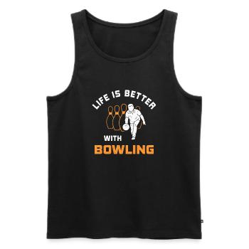 Das Leben ist besser mit Bowling Spruch Geschenk - Männer Premium Bio Tank Top - Schwarz - Vorne - AI Model Male 178 light (178cm)