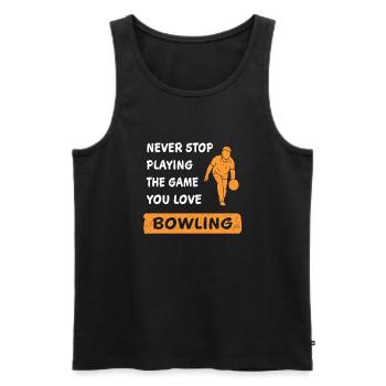 Never Stop Playing the Game Bowling Gift - Men's Premium Organic Tank Top - black - Front - AI Model Male 178 light (178cm)
