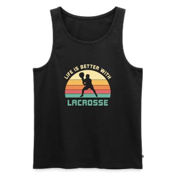 Das Leben ist besser mit Lacrosse Spruch Geschenk - Männer Premium Bio Tank Top - Schwarz - Vorne - Michal (187cm)