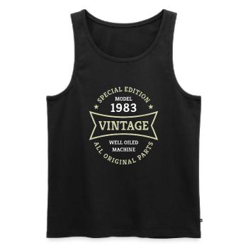 Vintage 40. Geburtstag Jahrgang 1983 Geschenkidee - Männer Premium Bio Tank Top - Schwarz - Vorne - Michal (187cm)