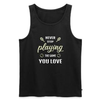 N’arrêtez jamais de jouer au jeu Tennis Gift - Débardeur bio Premium Homme - noir - Devant - Michal (187cm)