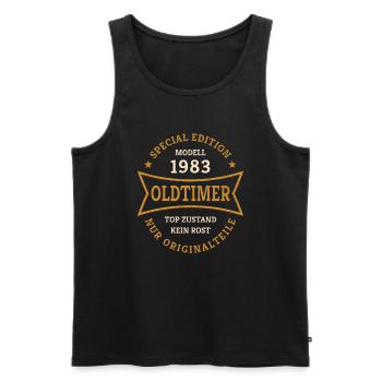 Oldtimer 40. Geburtstag Jahrgang 1983 Geschenkidee - Männer Premium Bio Tank Top - Schwarz - Vorne - Michal (187cm)
