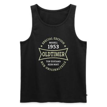 Oldtimer 70. Geburtstag Jahrgang 1953 Geschenkidee - Männer Premium Bio Tank Top - Schwarz - Vorne - Michal (187cm)