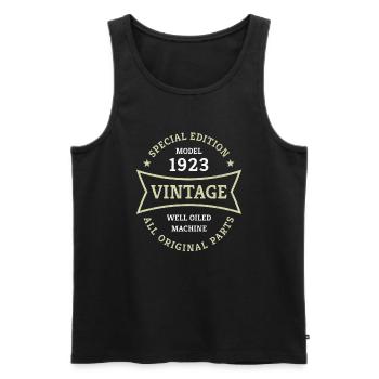Vintage 100ème anniversaire né en 1923 Idée cadeau - Débardeur bio Premium Homme - noir - Devant - Michal (187cm)