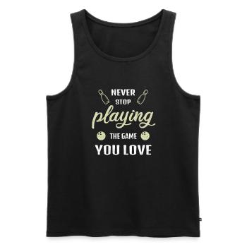 Never Stop Playing the Game Bowling Gift - Men's Premium Organic Tank Top - black - Front - AI Model Male 178 light (178cm)