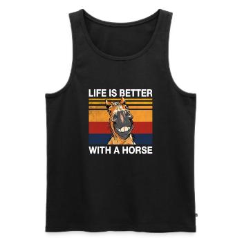 Life is better with horse rider design - Men's Premium Organic Tank Top - black - Front - AI Model Male 178 light (178cm)