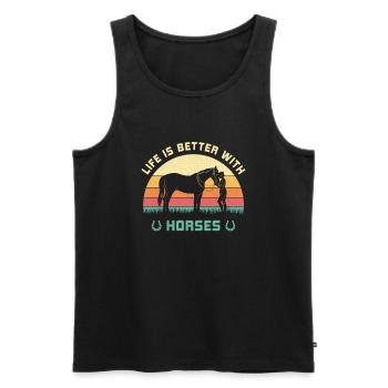 Life is better with horse rider design - Men's Premium Organic Tank Top - black - Front - AI Model Male 178 light (178cm)