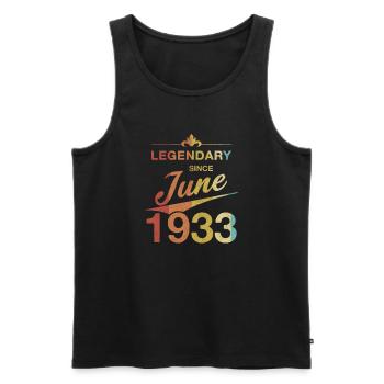 90e anniversaire Légendaire Juin 1933 Année 33 - Débardeur bio Premium Homme - noir - Devant - Michal (187cm)