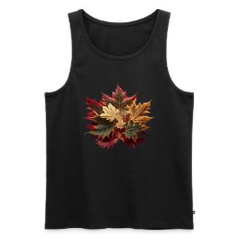 Japanese maple leaves in the fall. - Men's Premium Organic Tank Top - black - Front - AI Model Male 178 light (178cm)