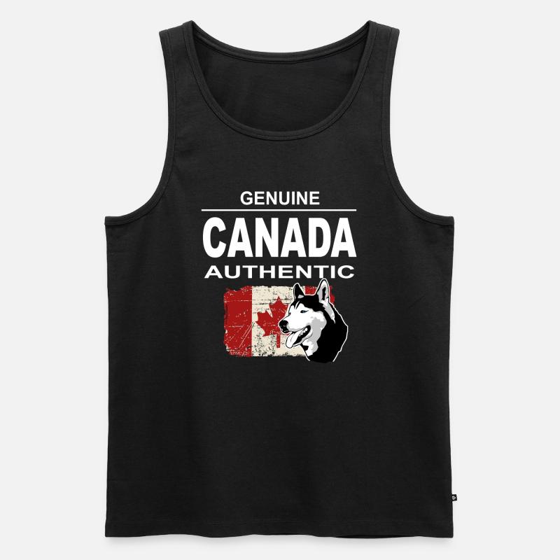 Maple Leaf - Huskys - Canada - Männer Premium Bio Tank Top - Schwarz