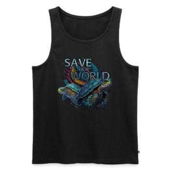 Schildkröten Turtles Save Our World 5000 - DIGITAL - Men's Premium Organic Tank Top - black - Front - Michal (187cm)