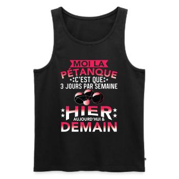 Petanque Cadeau Homme Humour Boccia Pétanque - Débardeur bio Premium Homme - noir - Devant - Michal (187cm)