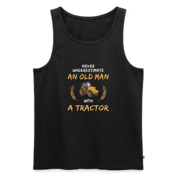 Unterschätze niemals einen Mann mit einem Traktor - Männer Premium Bio Tank Top - Schwarz - Vorne - Michal (187cm)