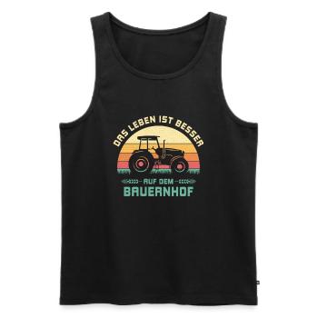 La vie est meilleure sur la conception du tracteur agricole - Débardeur bio Premium Homme - noir - Devant - AI Model Male 178 light (178cm)