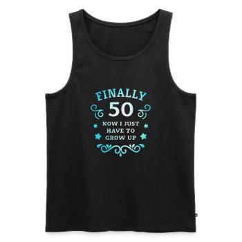 Endlich 50. Geburtstag nur noch erwachsen werden - Männer Premium Bio Tank Top - Schwarz - Vorne - Michal (187cm)