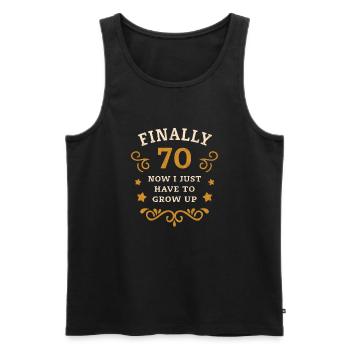 Finally 70th birthday just growing up - Men's Premium Organic Tank Top - black - Front - AI Model Male 178 light (178cm)