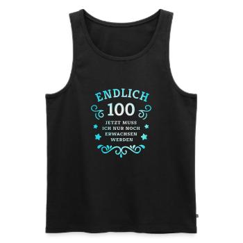 Endlich 100. Geburtstag nur noch erwachsen werden - Männer Premium Bio Tank Top - Schwarz - Vorne - Michal (187cm)