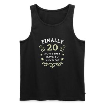 Enfin 20e anniversaire en grandissant - Débardeur bio Premium Homme - noir - Devant - Michal (187cm)