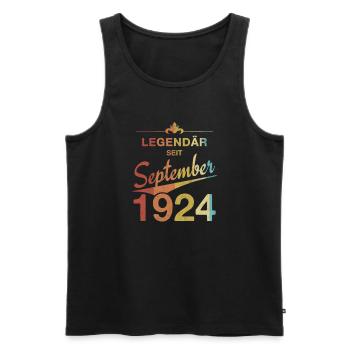 100e anniversaire Légendaire depuis septembre 1924 - Débardeur bio Premium Homme - noir - Devant - AI Model Male 178 light (178cm)