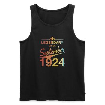 100e anniversaire Légendaire depuis septembre 1924 - Débardeur bio Premium Homme - noir - Devant - AI Model Male 178 light (178cm)
