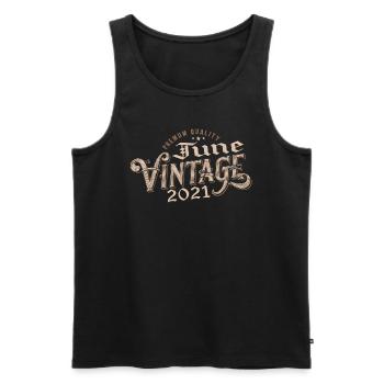 June 2021 Vintage 3rd Anniversary Gift 2021 - Men's Premium Organic Tank Top - black - Front - Michal (187cm)
