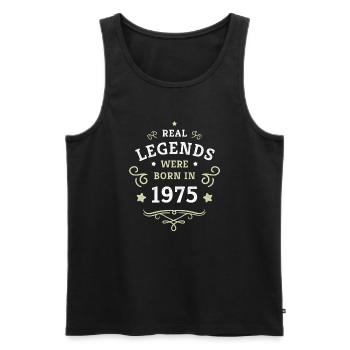 50e anniversaire Les légendes sont nées en 1975 - Débardeur bio Premium Homme - noir - Devant - Michal (187cm)