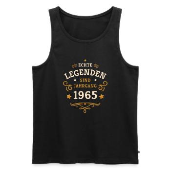 60e anniversaire Les légendes sont nées en 1965 - Débardeur bio Premium Homme - noir - Devant - Michal (187cm)