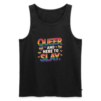 Queer et ici pour tuer les LGBTQ Mois de la fierté gaie LGBT - Débardeur bio Premium Homme - noir - Devant - Michal (187cm)