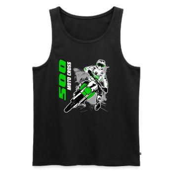 Moto Cross - Motocross - Supercross - MX - SX - Débardeur bio Premium Homme - noir - Devant - AI Model Male 178 light (178cm)