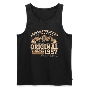 Born in 1957 Vintage Birthday Gift - Men's Premium Organic Tank Top - black - Front - Michal (187cm)