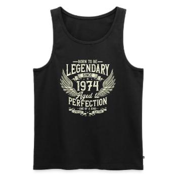 Legendary since 1974 Vintage Vintage Birthday - Men's Premium Organic Tank Top - black - Front - Michal (187cm)
