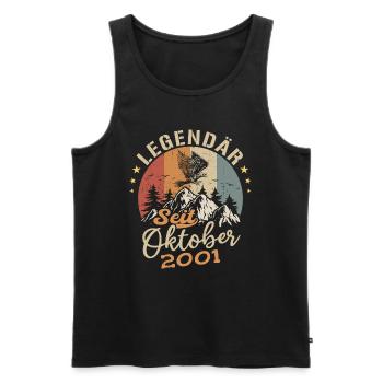 Legendär seit Oktober 2001 - 2001 - Männer Premium Bio Tank Top - Schwarz - Vorne - Michal (187cm)