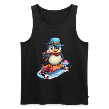 Skateboarder Skatboard Pinguin Skater - Männer Premium Bio Tank Top - Schwarz - Vorne - AI Model Male 178 light (178cm)