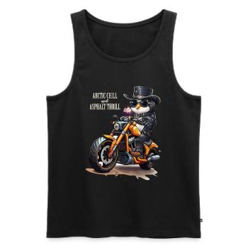 Pinguin Motorrad Eiswaffel - Männer Premium Bio Tank Top - Schwarz - Vorne - Michal (187cm)